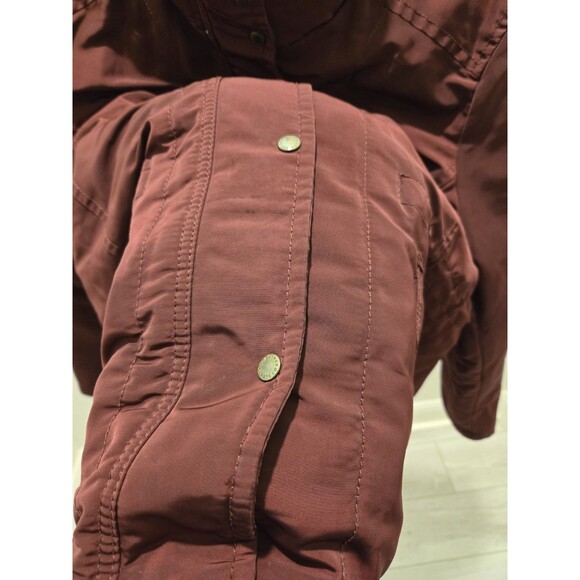 Talbots XLP Red/Burgundy 80% Down Jacket Parka Zip Snap Closure Y2K Cargo - Picture 4 of 13